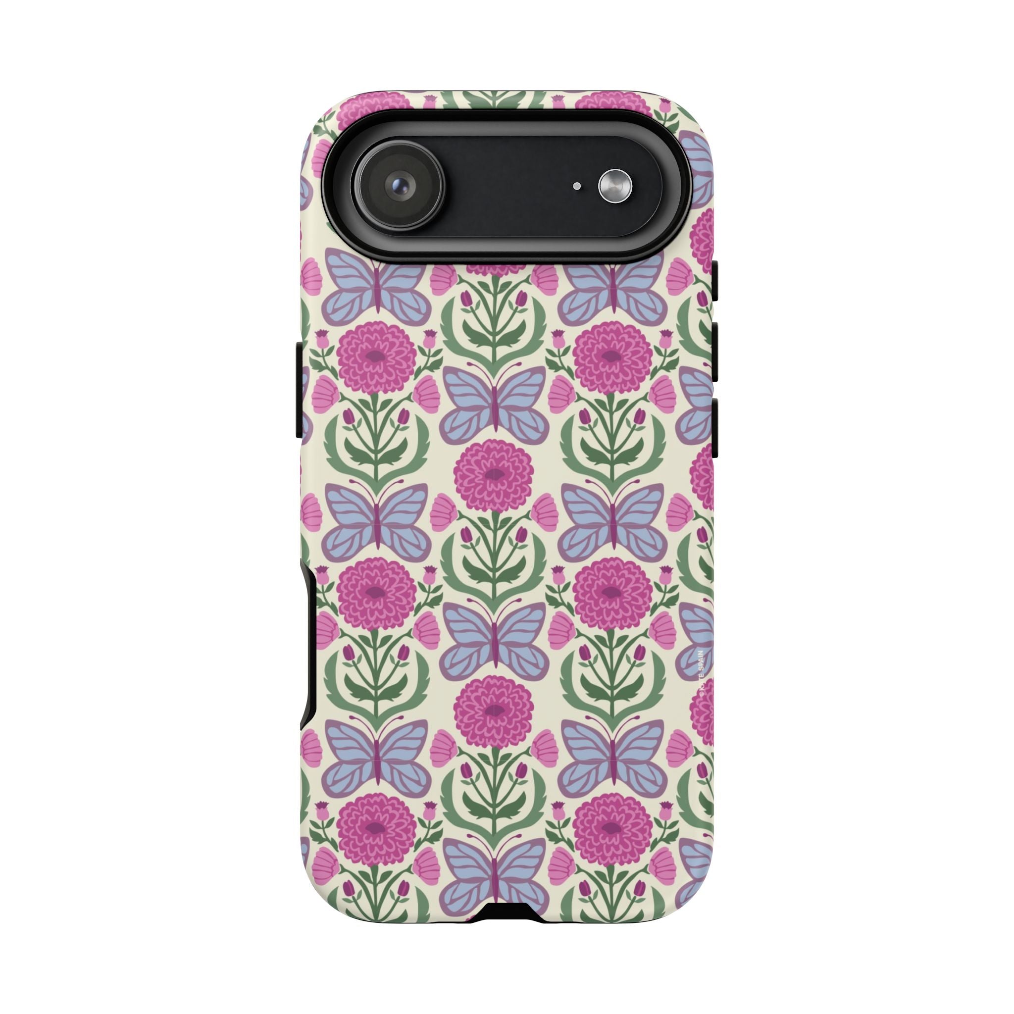Butterfly Tough iPhone 17 Air Case – Matte | cream, magenta, periwinkle butterfly floral print