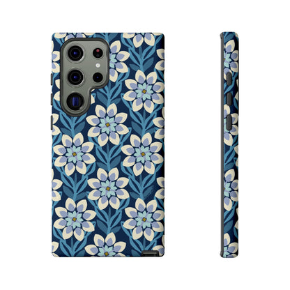 Modern Dahlia Samsung Case - Navy Allover Pattern