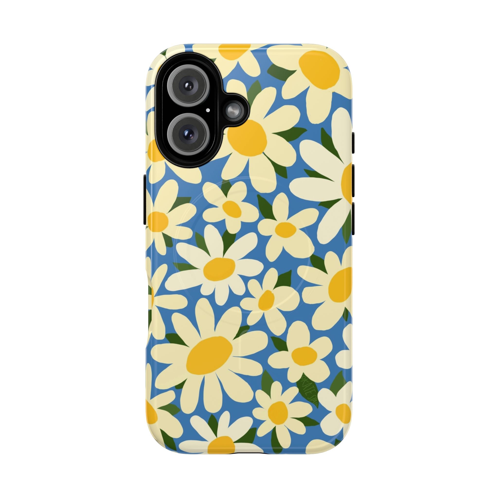 Shasta Daisy MagSafe iPhone 16 Case – Glossy | blue, cream, yellow daisy floral print