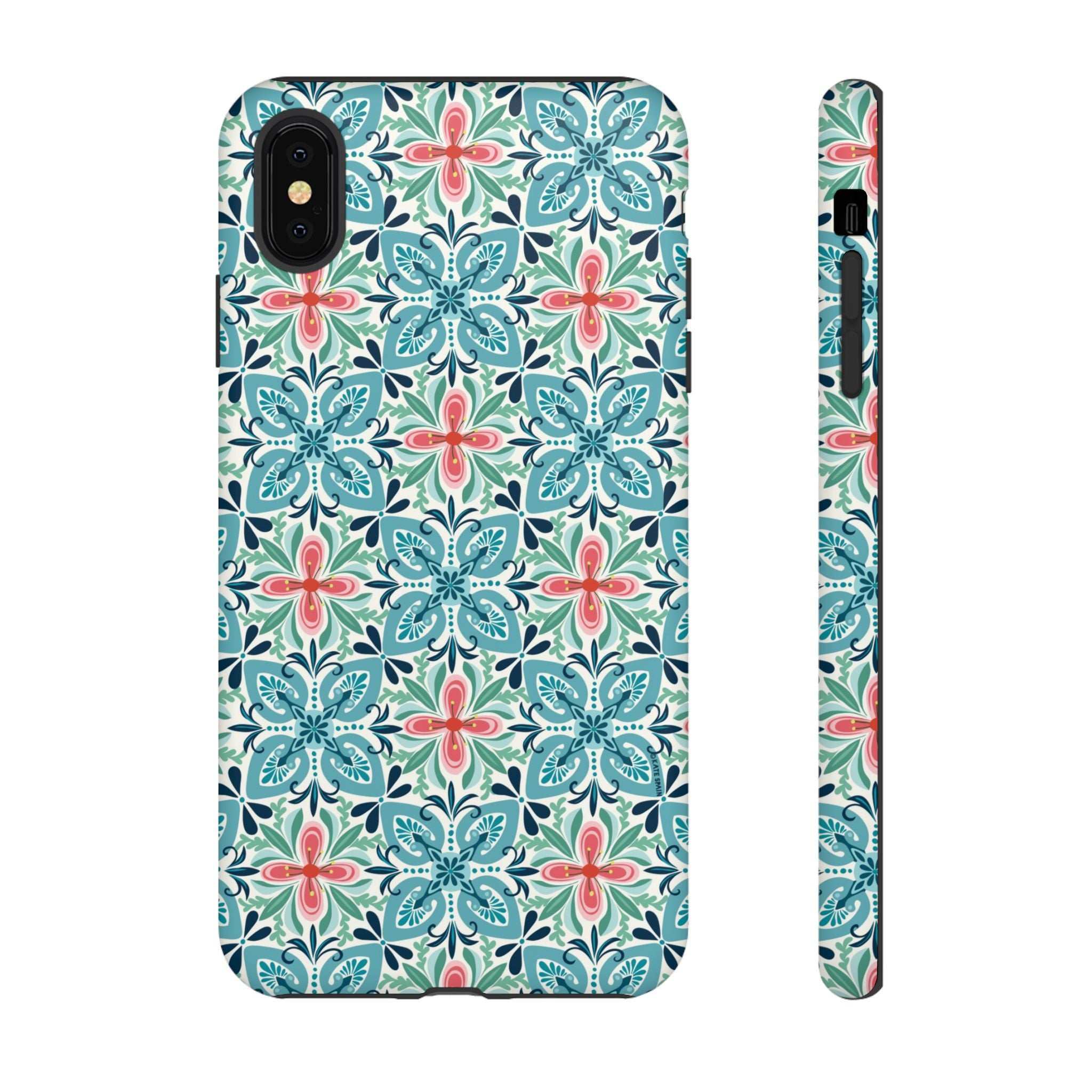 Stonecrop Tough iPhone XS Max Case – Matte | sage, cream, blush botanical succulent print