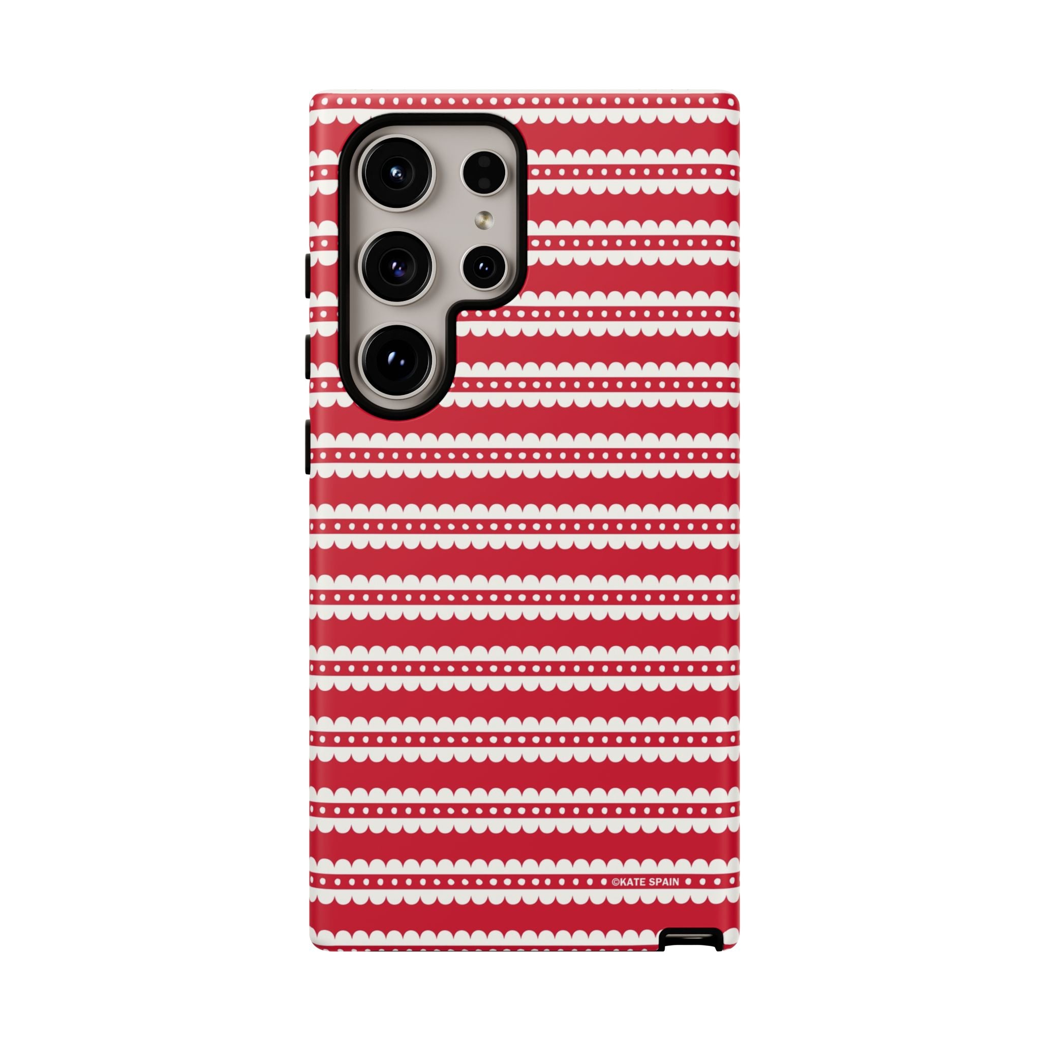Candy Cane Stripe Samsung Galaxy S24 Ultra Case – Matte | red, cream scalloped candy cane stripe print