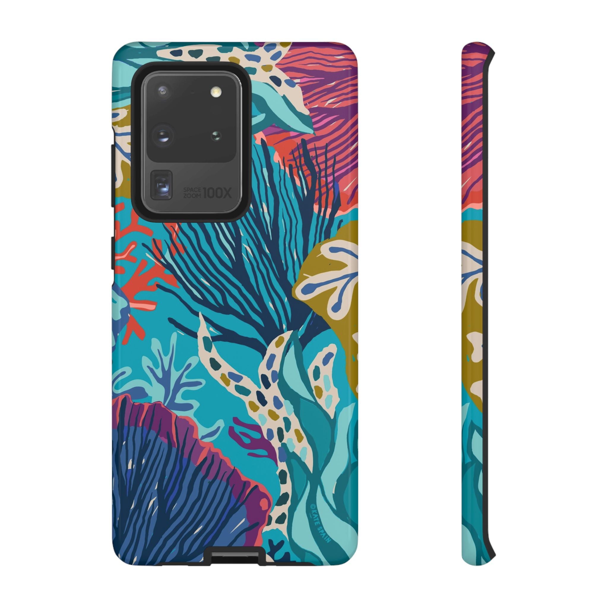 Luxury Reef Samsung Galaxy S20 Ultra Case – Glossy | teal, navy, magenta, olive coral reef print