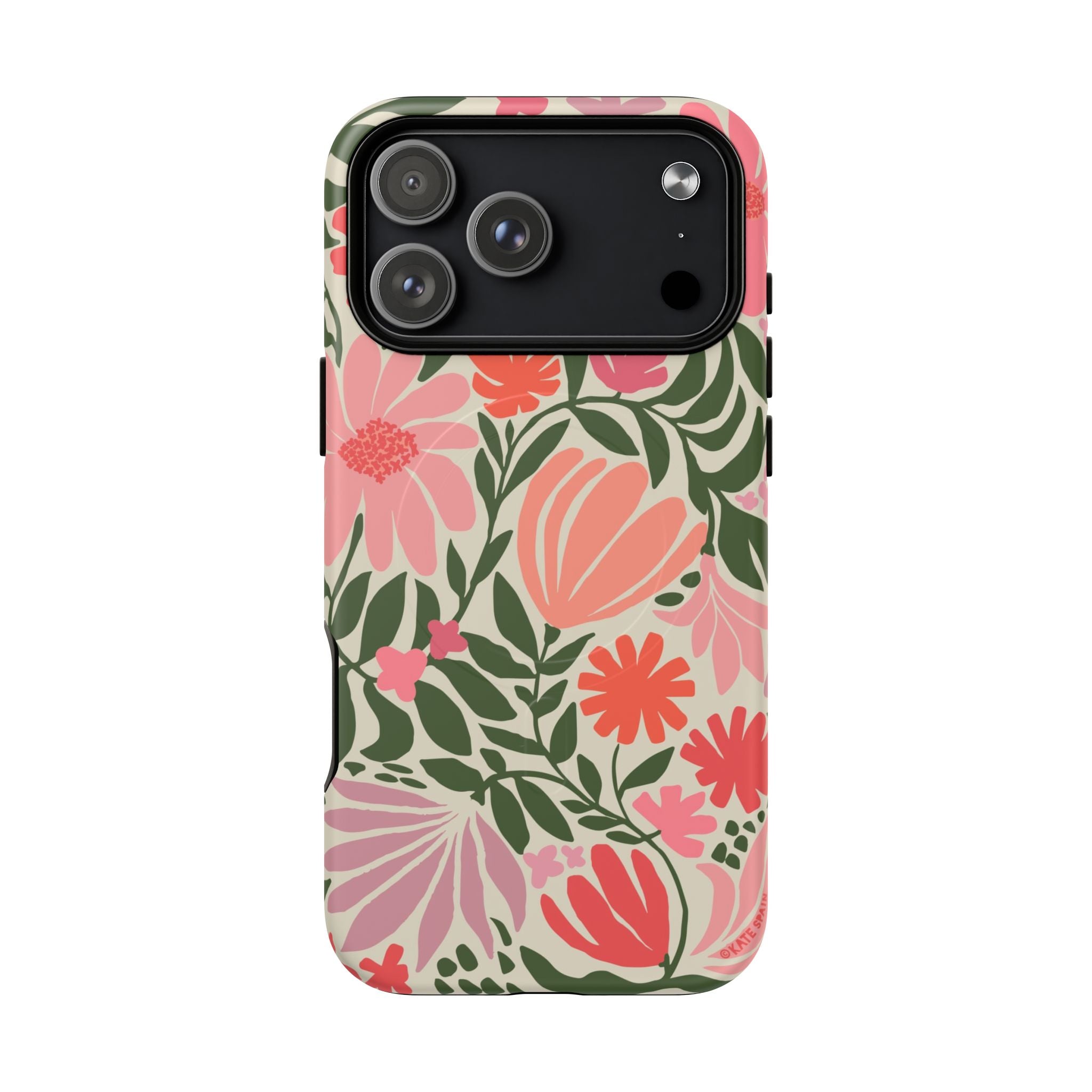 Botanica MagSafe iPhone 17 Pro Max Case – Matte | coral, pink, sage green botanical wildflower print