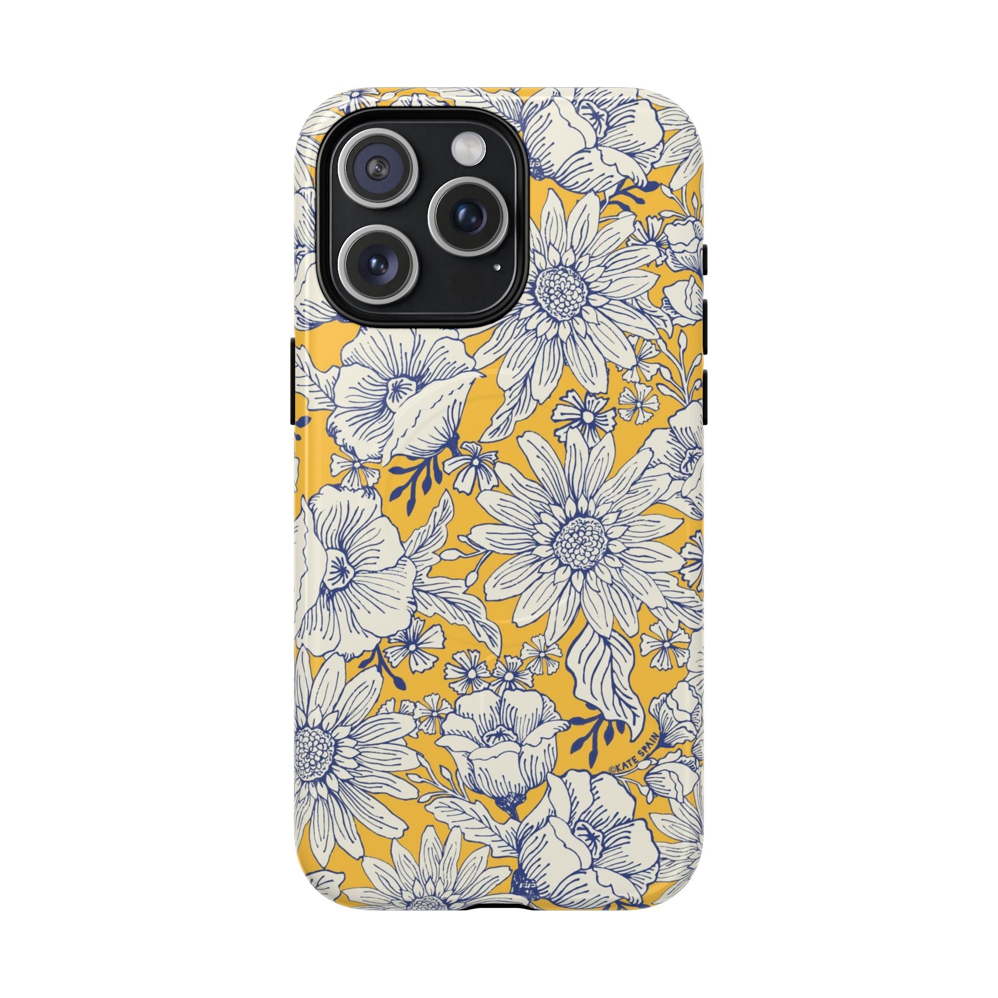 Jardin Yellow MagSafe iPhone 15 Pro Max Case – Glossy | yellow and cream botanical garden print