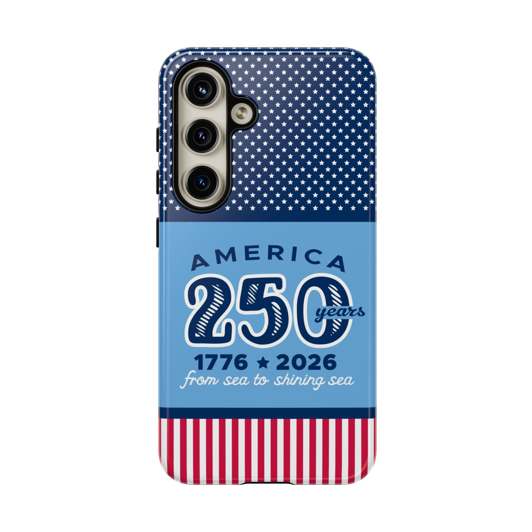 Sea to Shining Sea Samsung Galaxy S22 Case – Glossy | navy, sky blue, red patriotic America 250 commemorative print