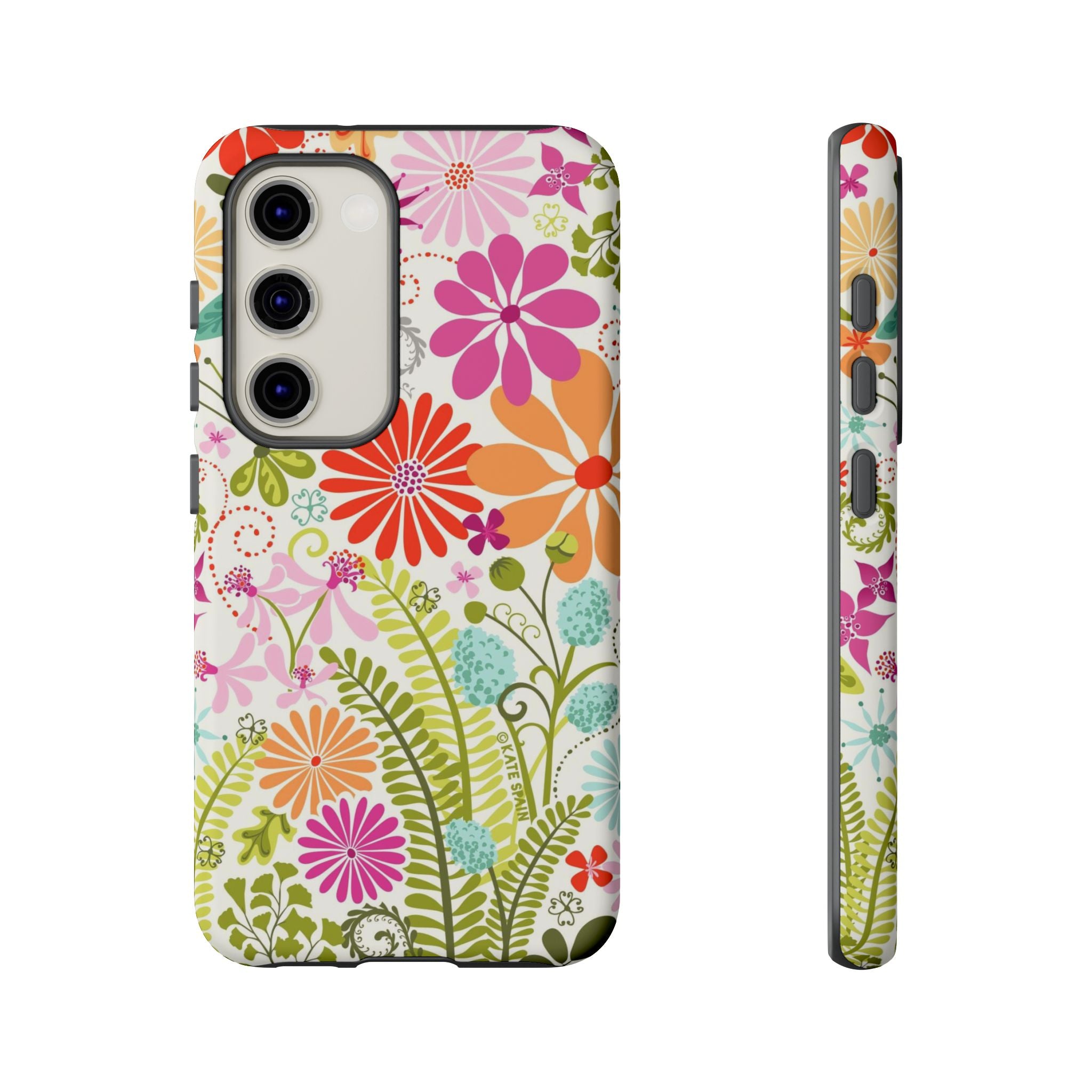 Luxury Terrain Samsung Galaxy S23 Case – Matte | white, magenta, coral botanical woodland floral print
