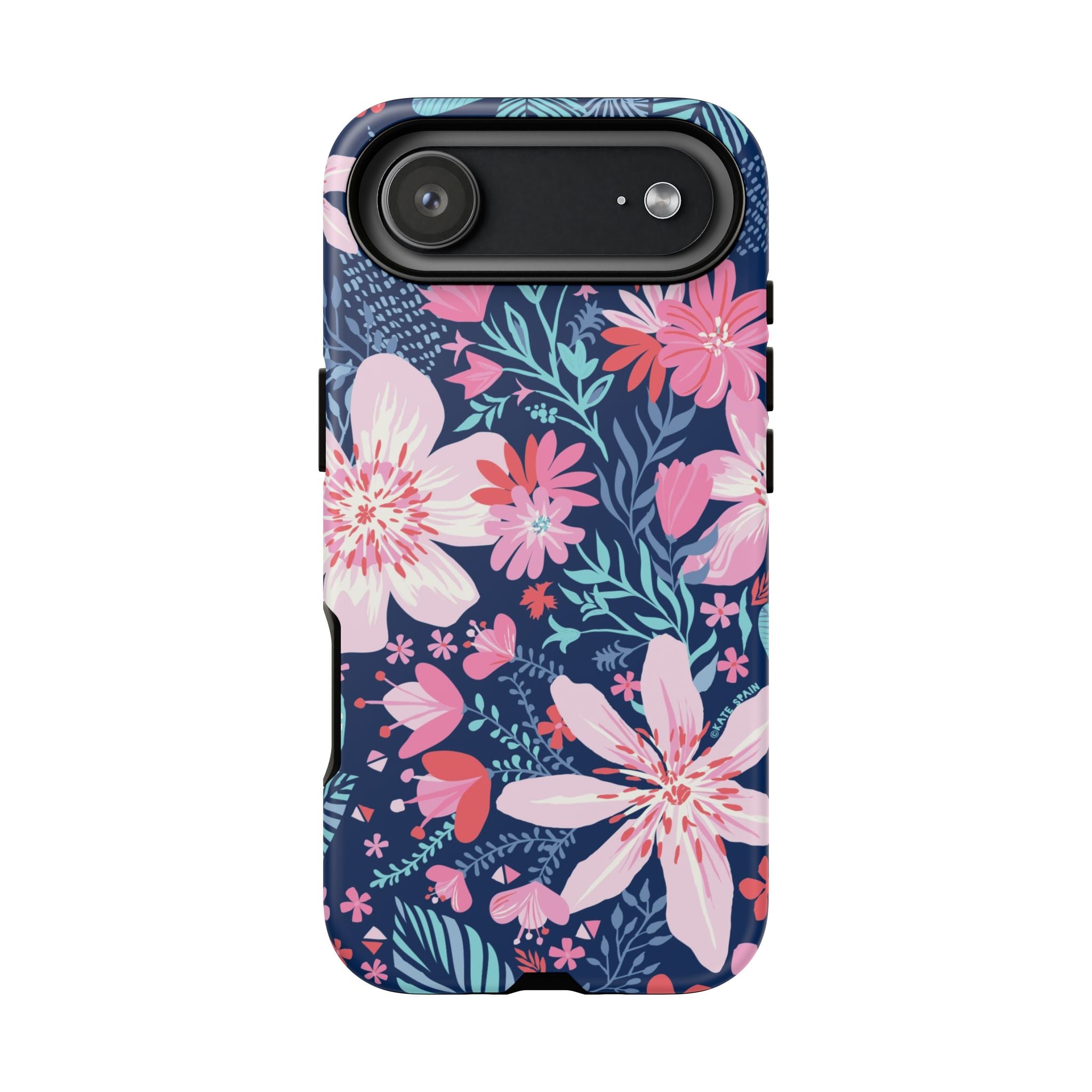 Bonaire Tough iPhone 17 Air Case – Matte | navy, pink, white tropical floral botanical print
