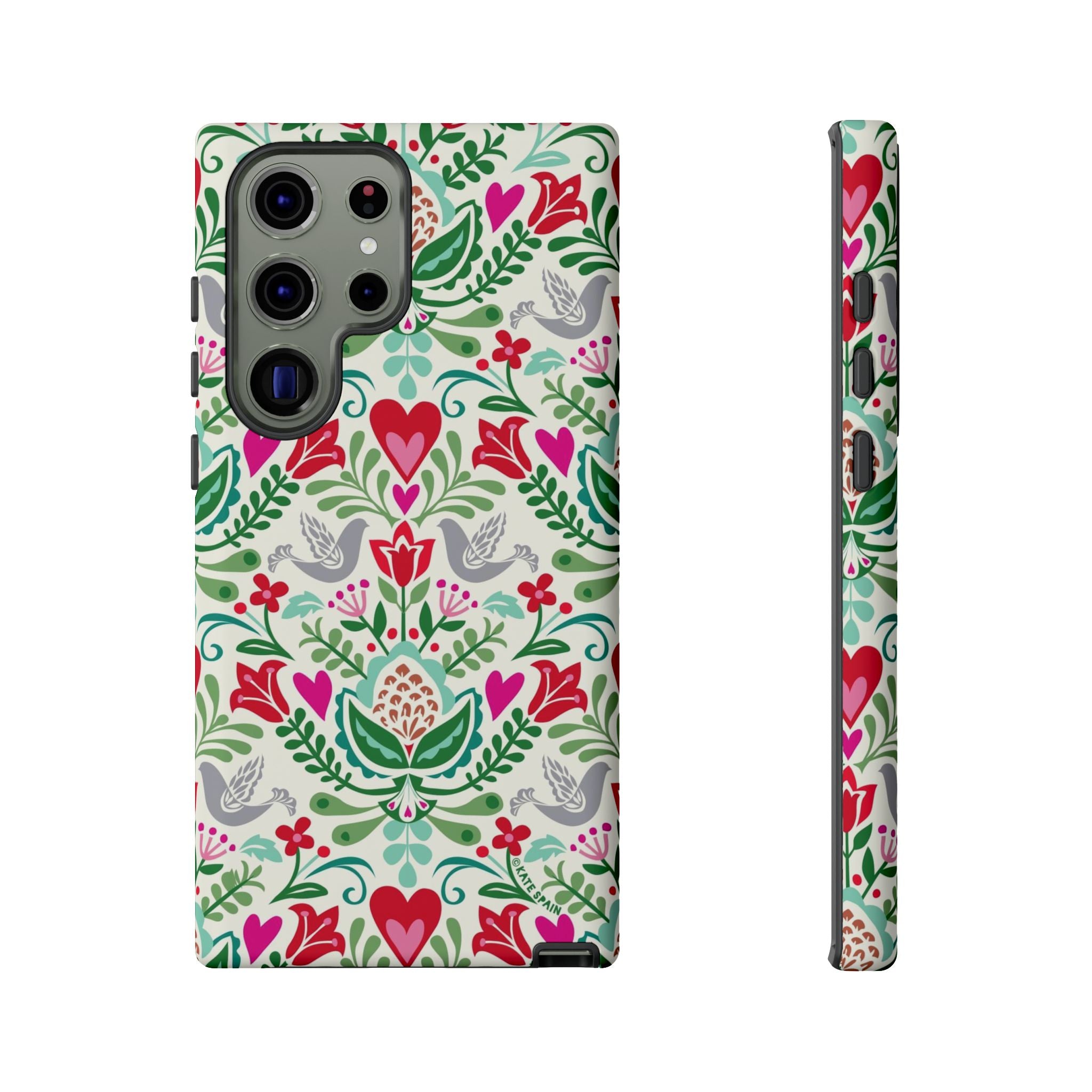 Rosemaling Samsung Galaxy S23 Ultra Case – Matte | white, red, green rosemaling floral print