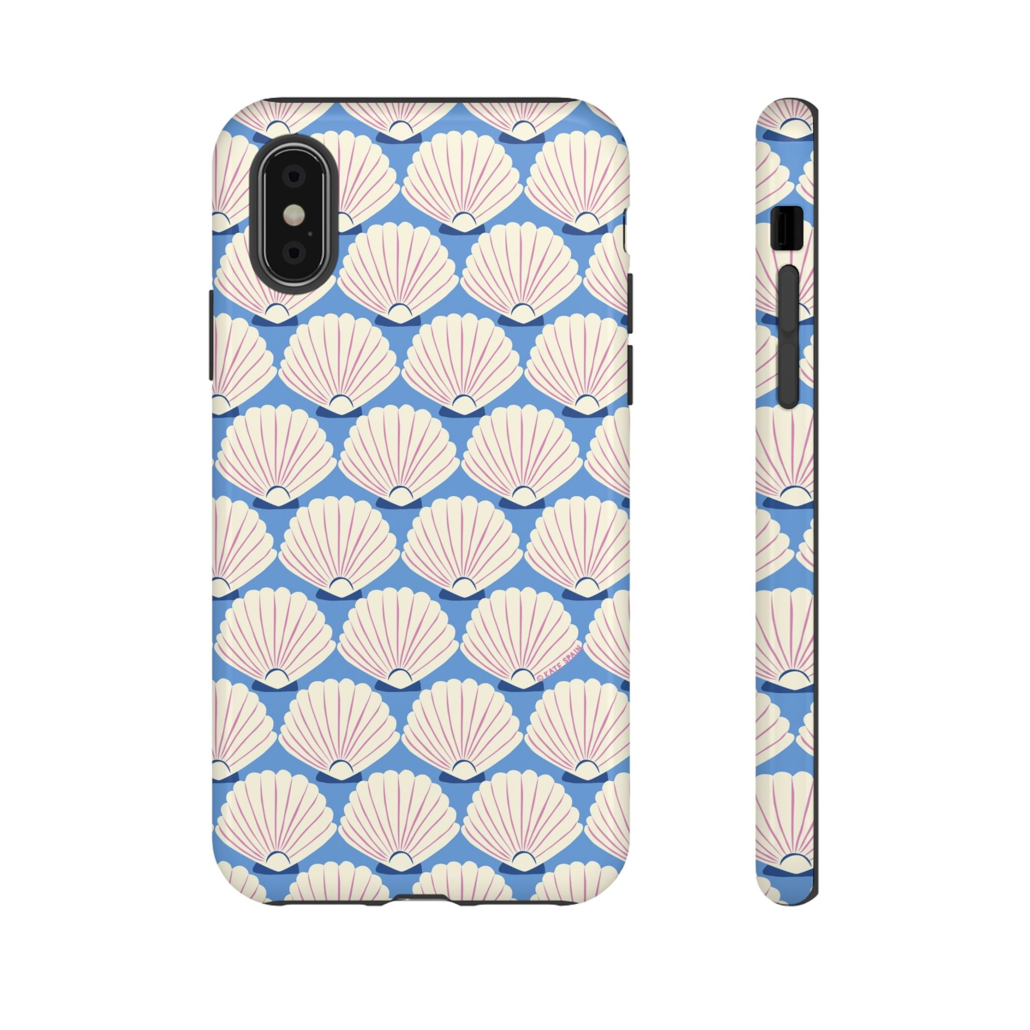 Seashells Tough iPhone X Case – Glossy | periwinkle, cream, blush scallop shell print