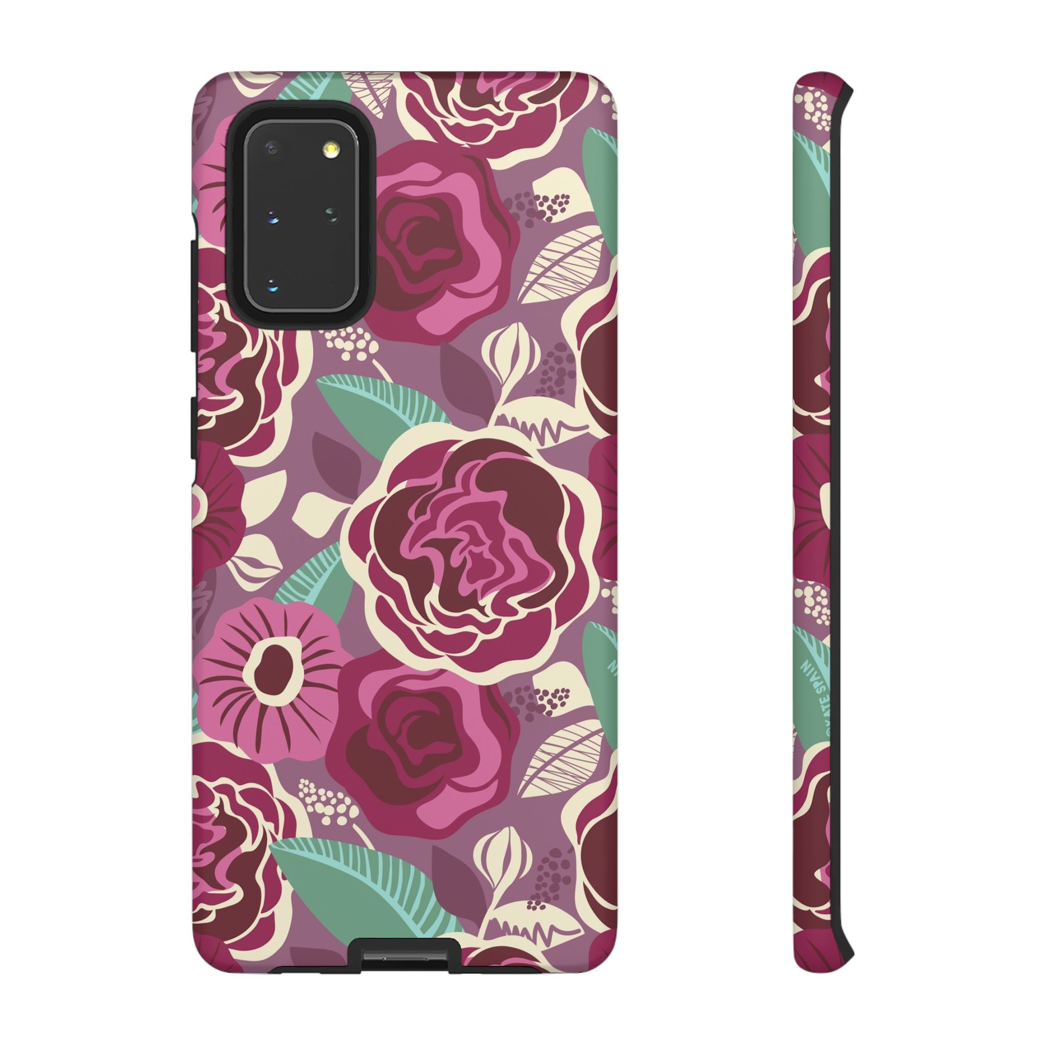 Luxury Tea Rose Burgundy Samsung Galaxy S20+ Case – Matte | burgundy, magenta, plum botanical rose floral print