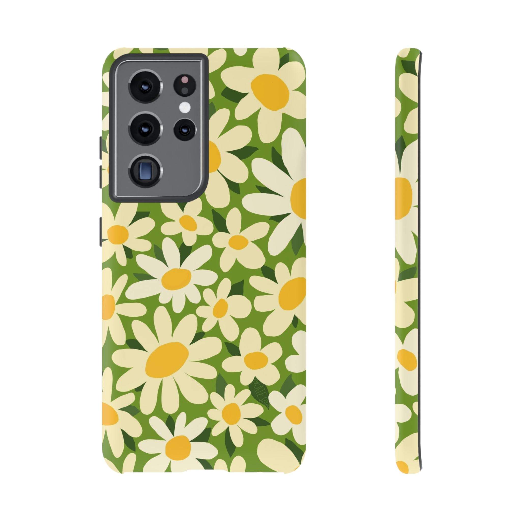 Luxury Shasta Samsung Galaxy S21 Ultra Case – Matte | green, white, yellow daisy floral print