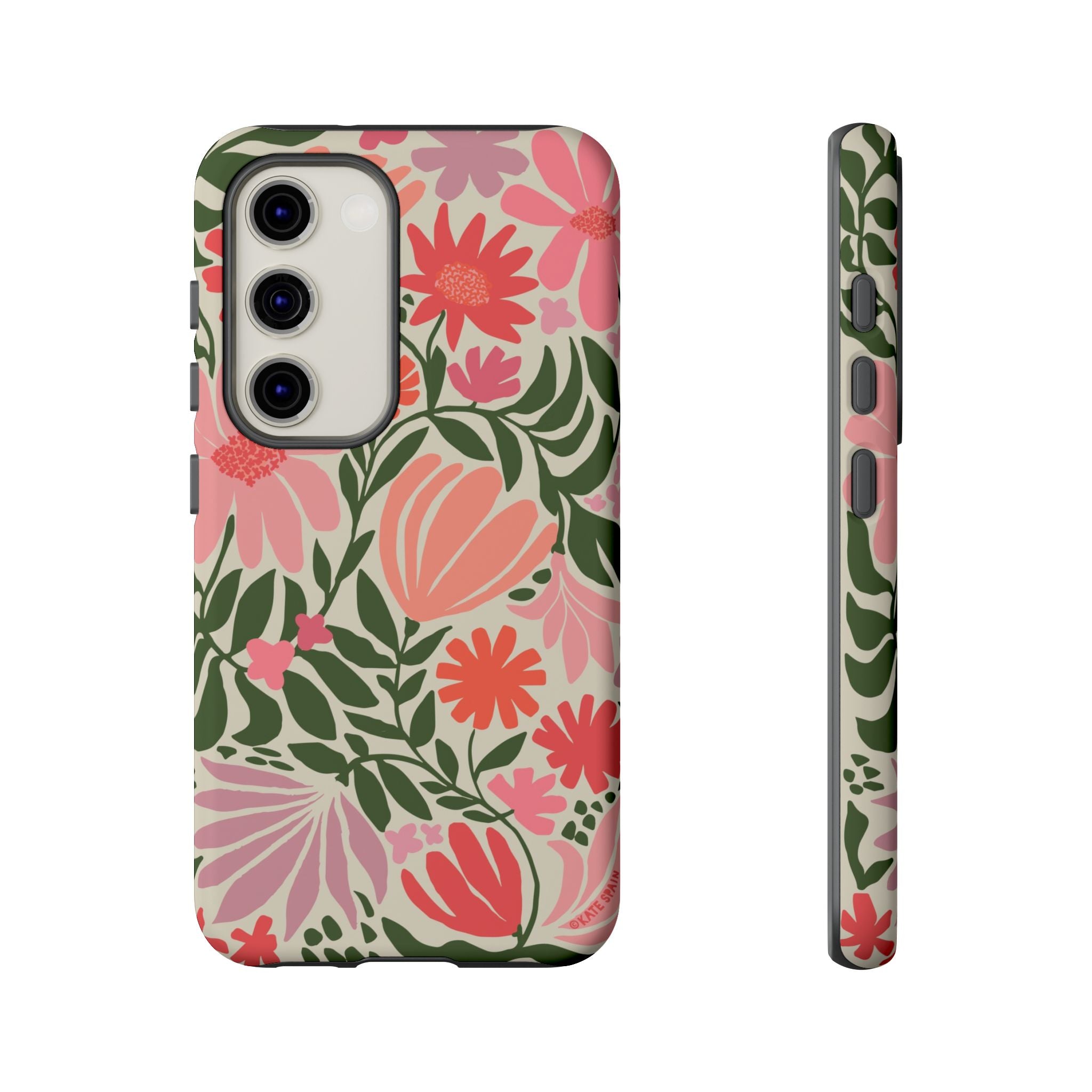 Luxury Botanica Samsung Galaxy S23 Case – Matte | cream, coral, pink botanical wildflower print
