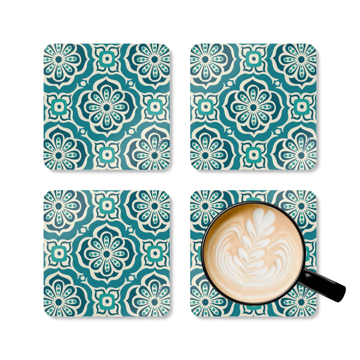 Alhambra Teal Cork Coaster Set