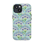 Lantern Flower MagSafe iPhone 13 Case – Matte | aqua, periwinkle, green botanical lantern floral print
