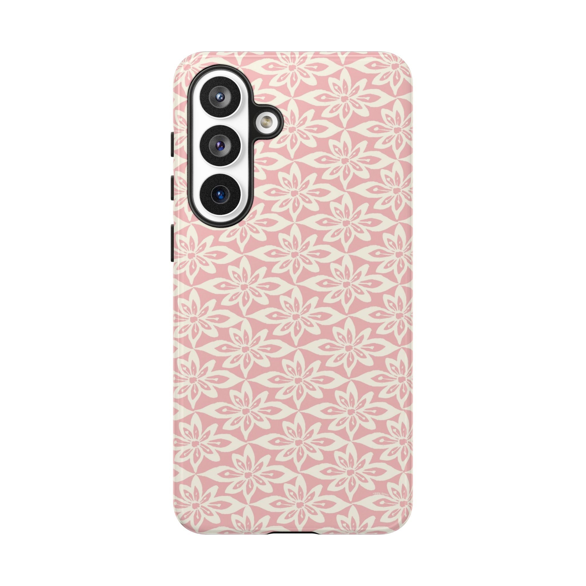 Lily Pastel Pink Samsung Galaxy S26 Plus Glossy case — graphic white lily print on dreamy pastel pink — botanical phone case by Kate Spain