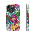 Posy Tough iPhone 15 Pro Case – Matte | cream, magenta, coral botanical floral print