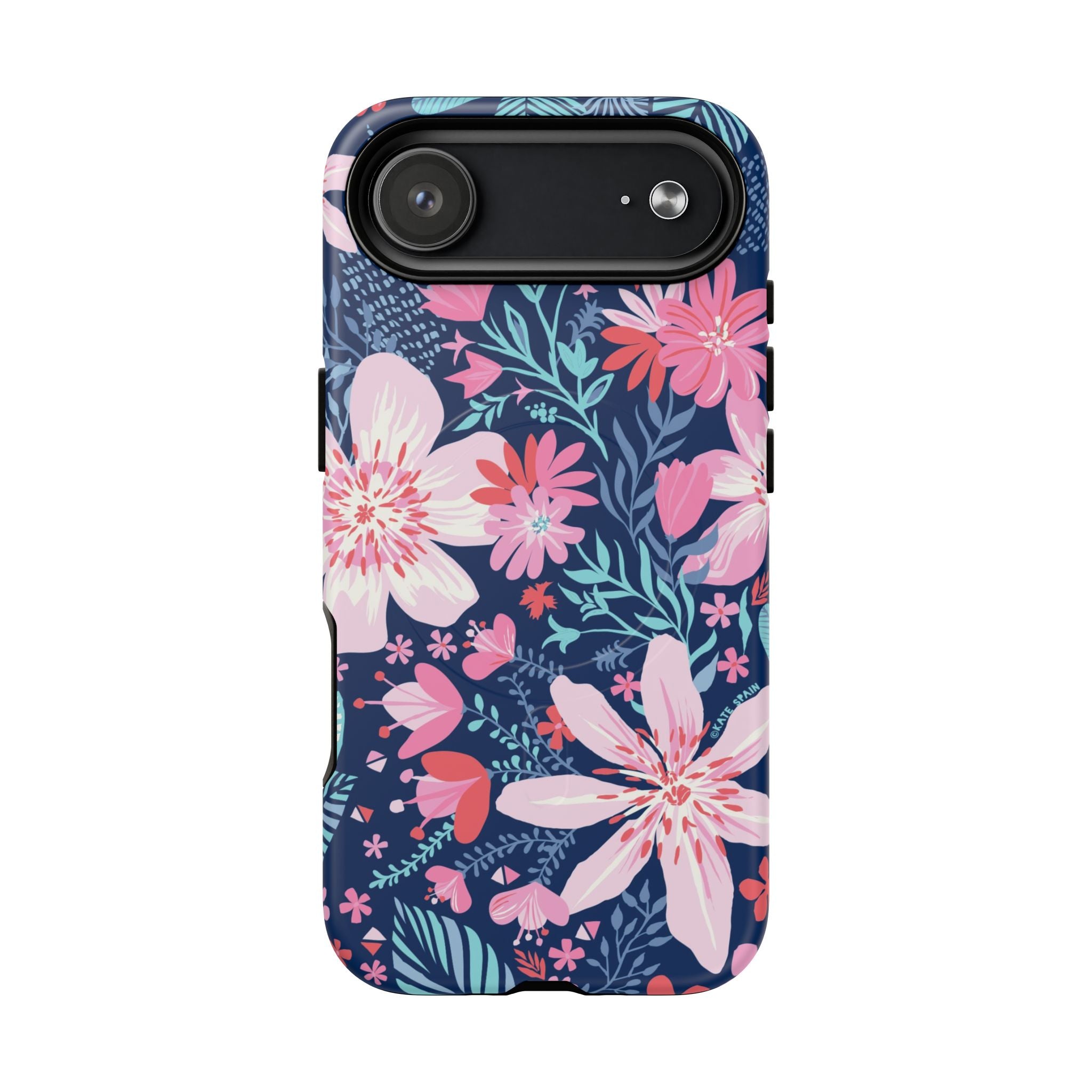 Bonaire MagSafe iPhone 17 Air Case – Matte | navy, pink, white tropical floral botanical print
