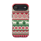 Telemark MagSafe iPhone 17 Air Case – Matte | red, green, and cream fair isle Christmas sweater print with snowflakes, reindeer, and trees