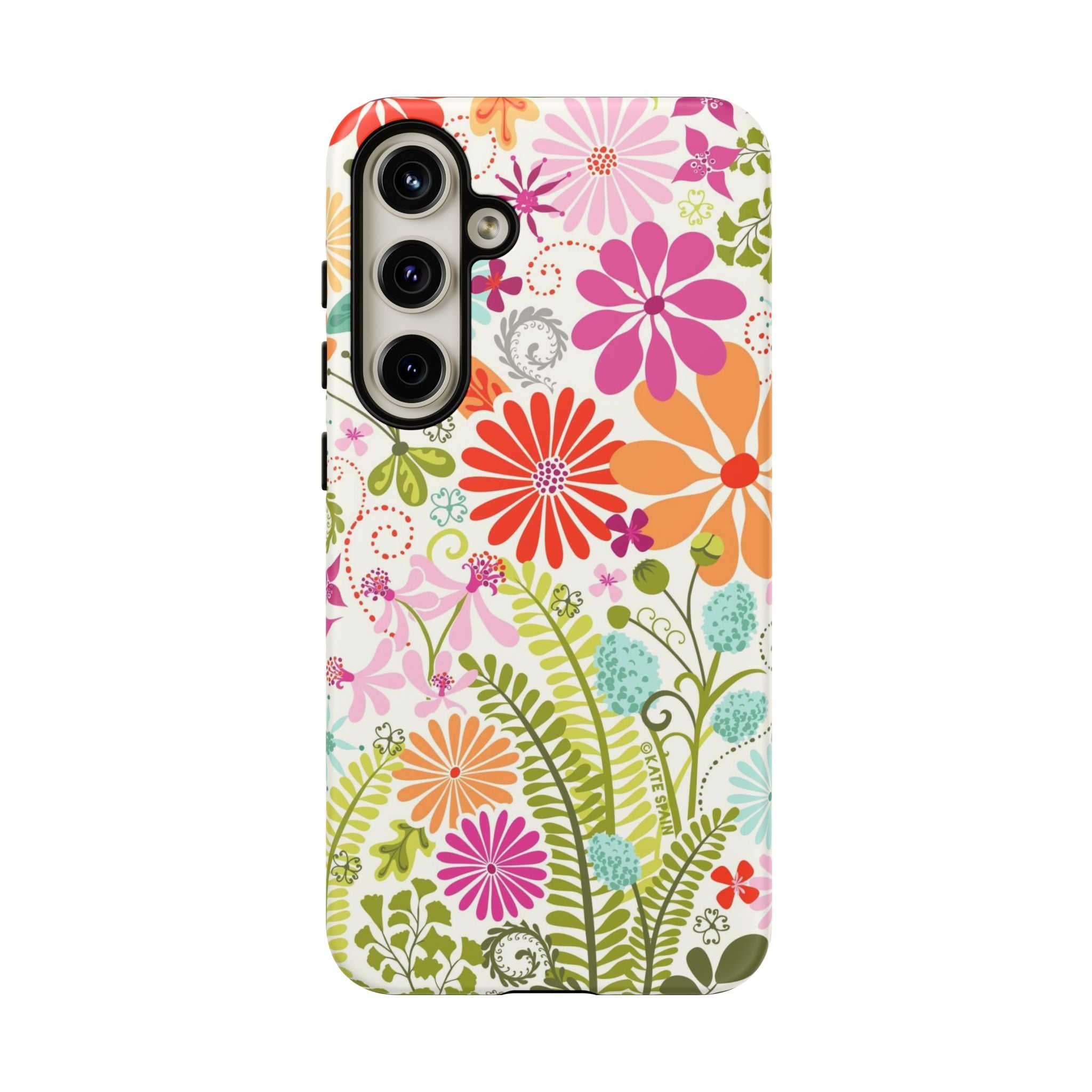 Luxury Terrain Samsung Galaxy S24 Plus Case – Matte | white, magenta, coral botanical woodland floral print 