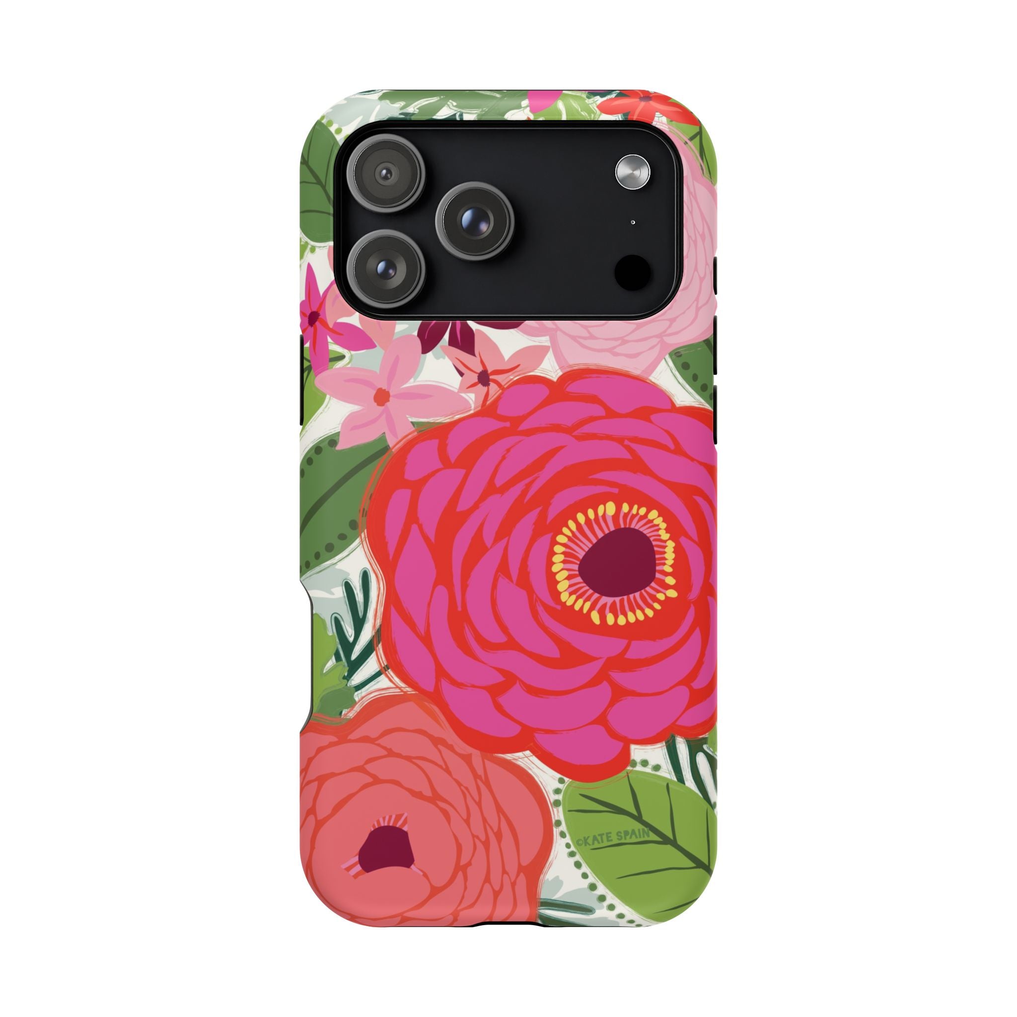 Bloomerie MagSafe iPhone 17 Pro Max Case – Matte | cream, magenta, coral botanical peony floral print