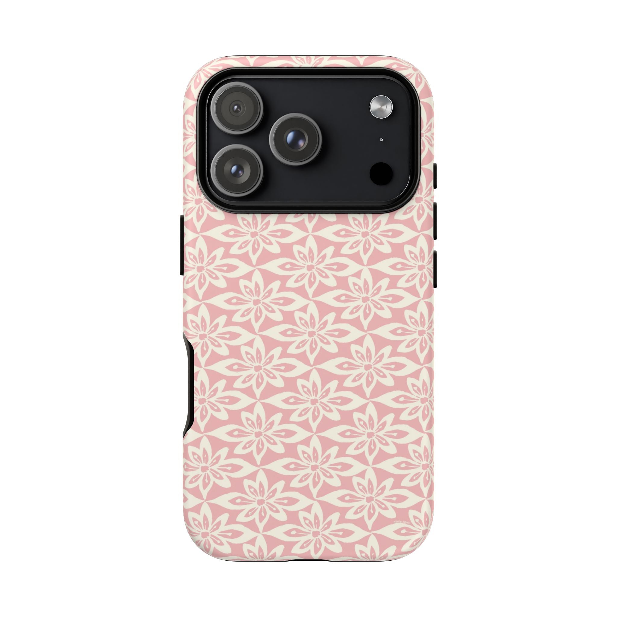 Lily Pastel Pink iPhone 17 Air Matte case — geometric blush lily print on soft pink by Kate Spain