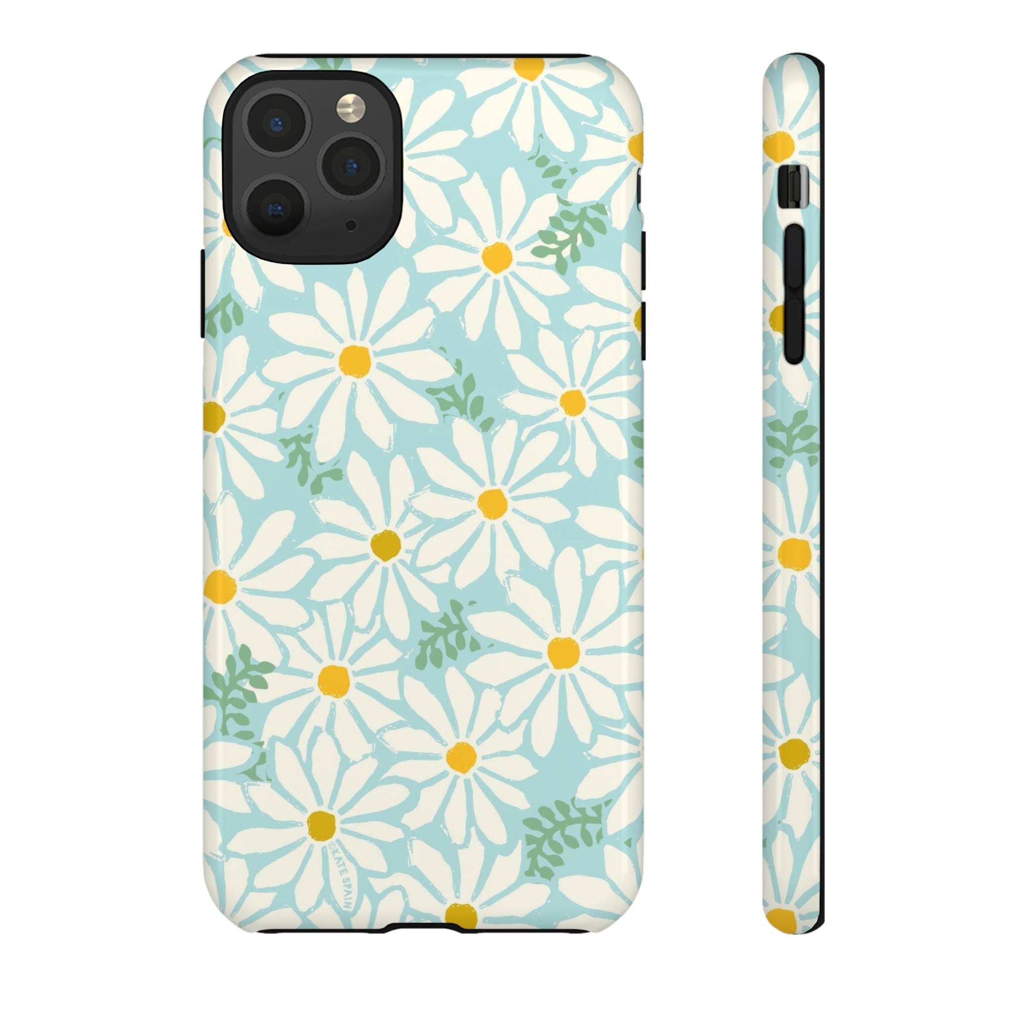 Daisies Tough iPhone 11 Pro Max Case – Glossy | mint, white, yellow botanical daisy floral print