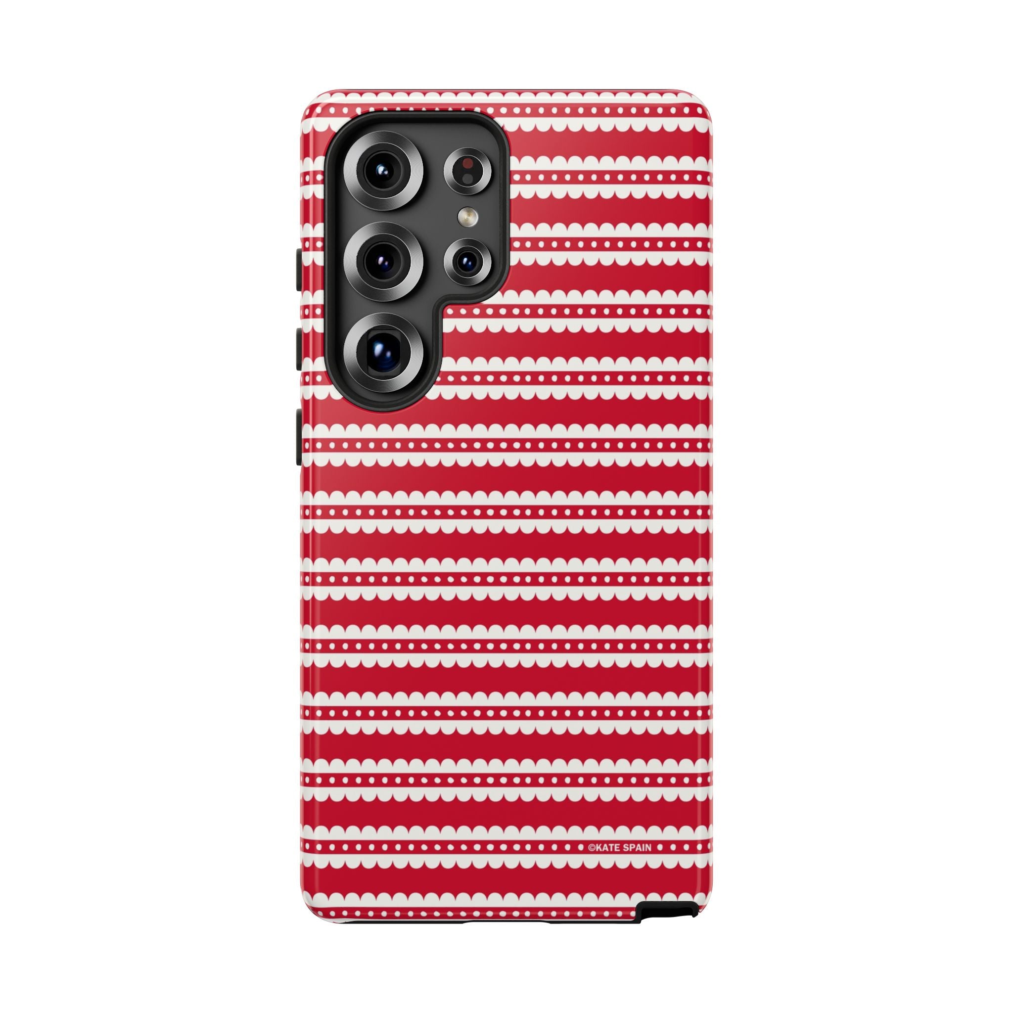 Candy Cane Stripe Samsung Galaxy S25 Ultra Case – Glossy | red, cream scalloped candy cane stripe print
