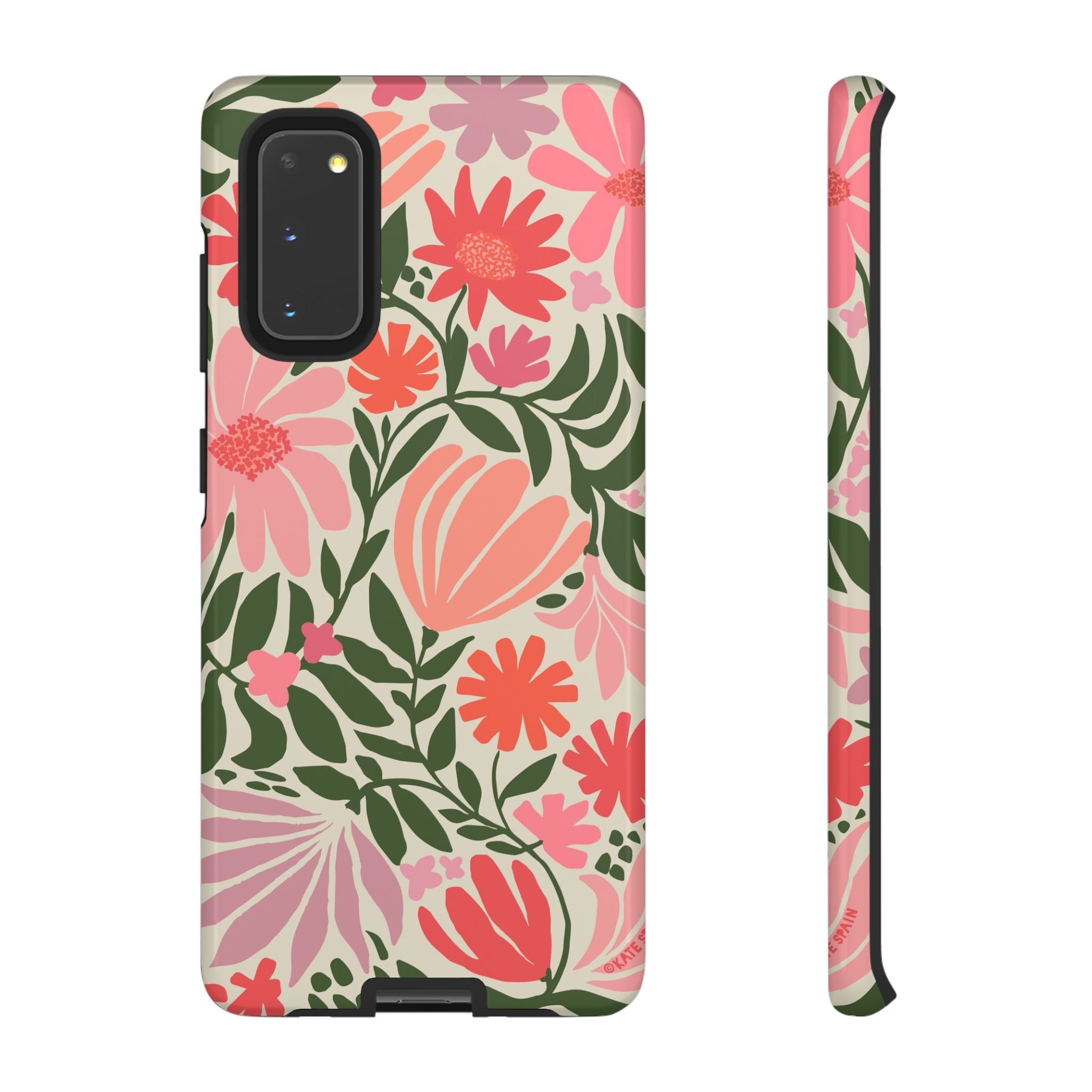 Luxury Botanica Samsung Galaxy S20 Case – Glossy | cream, coral, pink botanical wildflower print