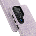 Canto Swirls Lavender Samsung Galaxy S26 Ultra Glossy Case — angled view showing slim profile; lavender folk-art medallion pattern