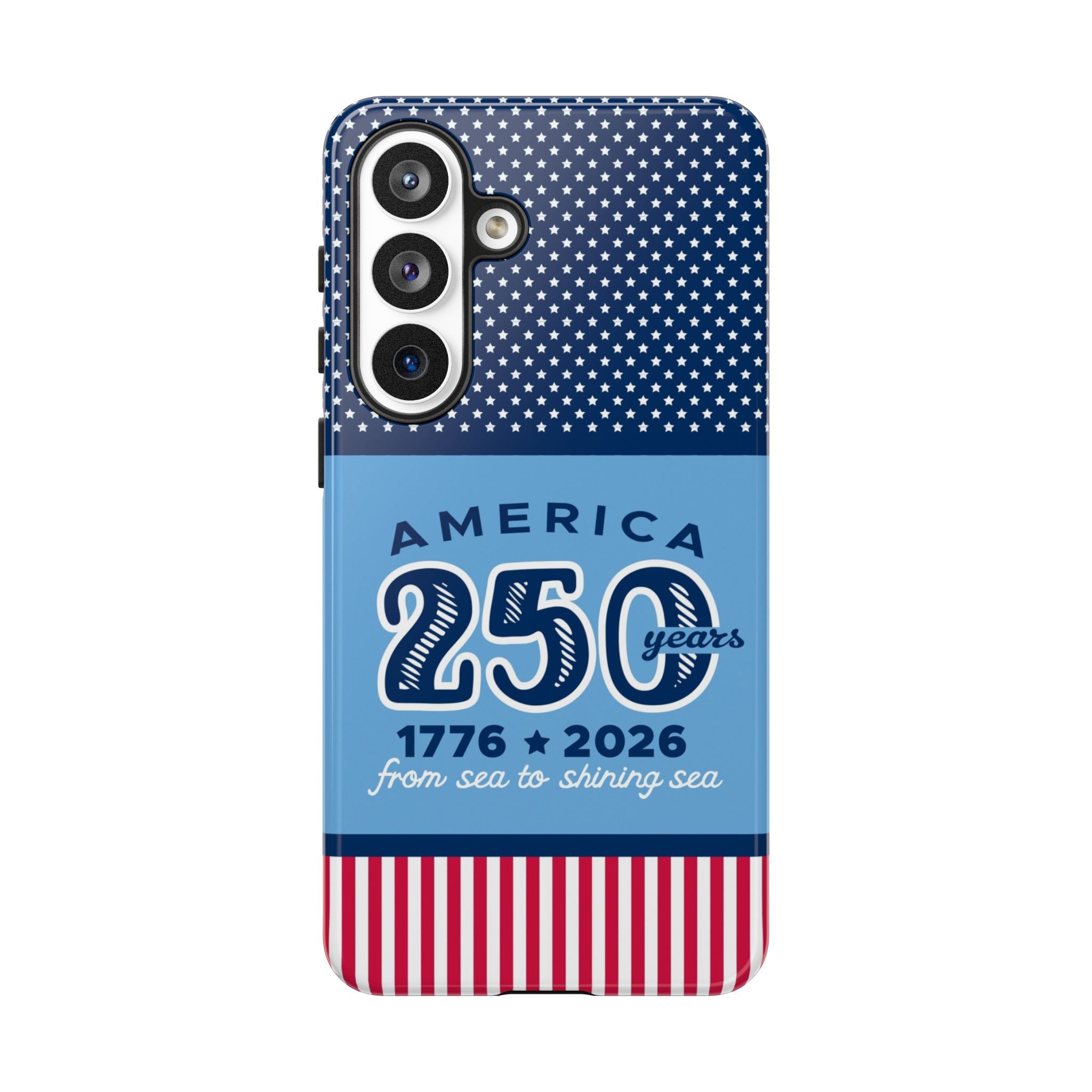 Sea to Shining Sea Samsung Galaxy S24 Plus Case – Glossy | navy, sky blue, red patriotic America 250 commemorative print