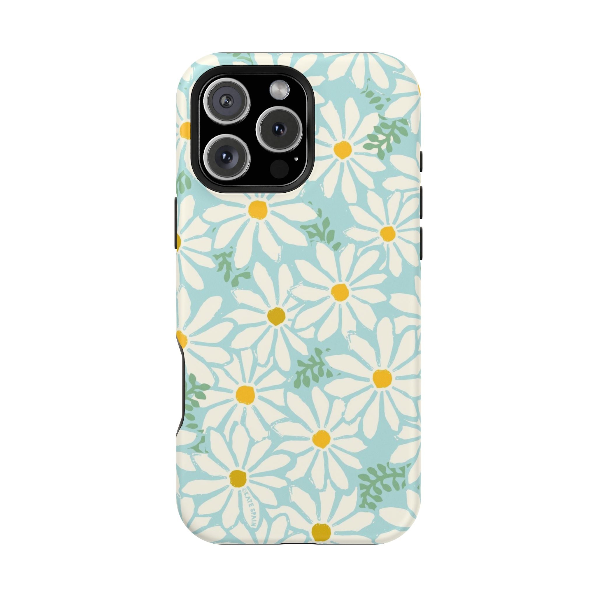 Daisies MagSafe iPhone 16 Pro Max Case – Matte | white, yellow, aqua watercolor daisy print