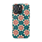 Modern Dahlia MagSafe iPhone 15 Pro Max Case – Matte | teal, coral, cream botanical dahlia floral print