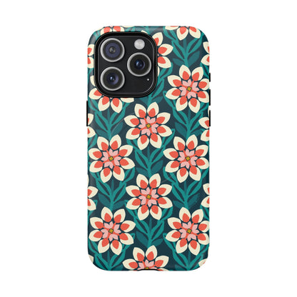 Modern Dahlia MagSafe iPhone Case - Teal Allover Pattern