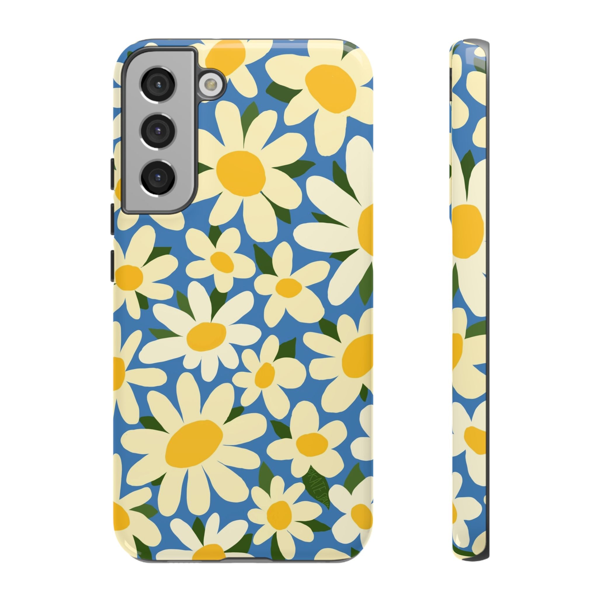 Luxury Shasta Samsung Galaxy S22 Plus Case – Glossy | blue, yellow, white daisy floral print