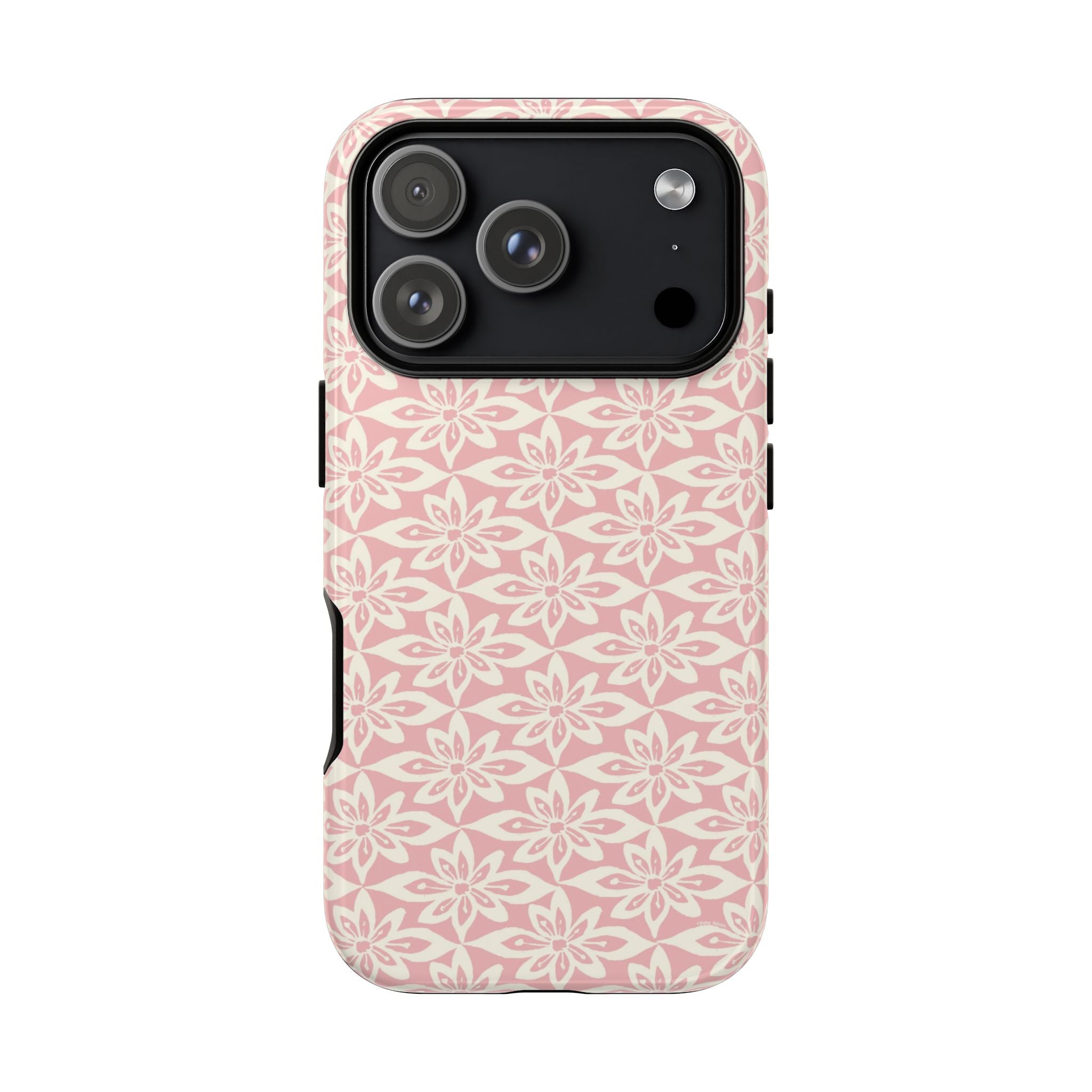 Lily Pastel Pink iPhone 17 Air Glossy case — geometric blush lily print on soft pink by Kate Spain