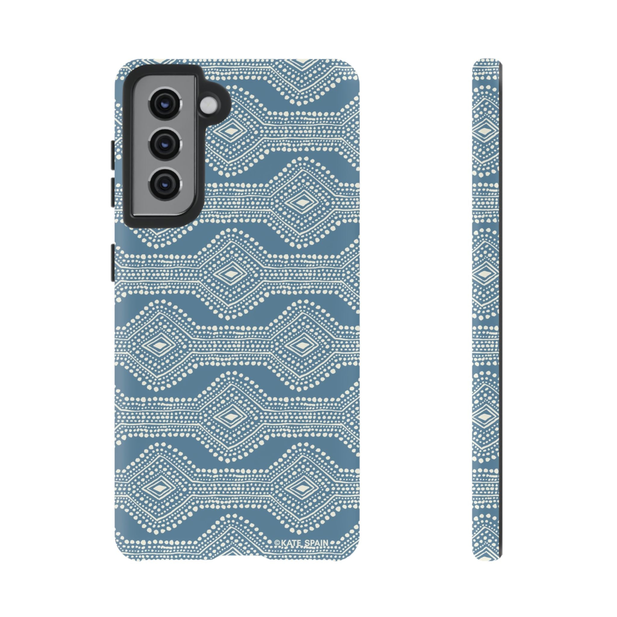 Luxury Diamond Dots Samsung Galaxy S21 Case – Matte | blue, cream geometric diamond dot lattice print
