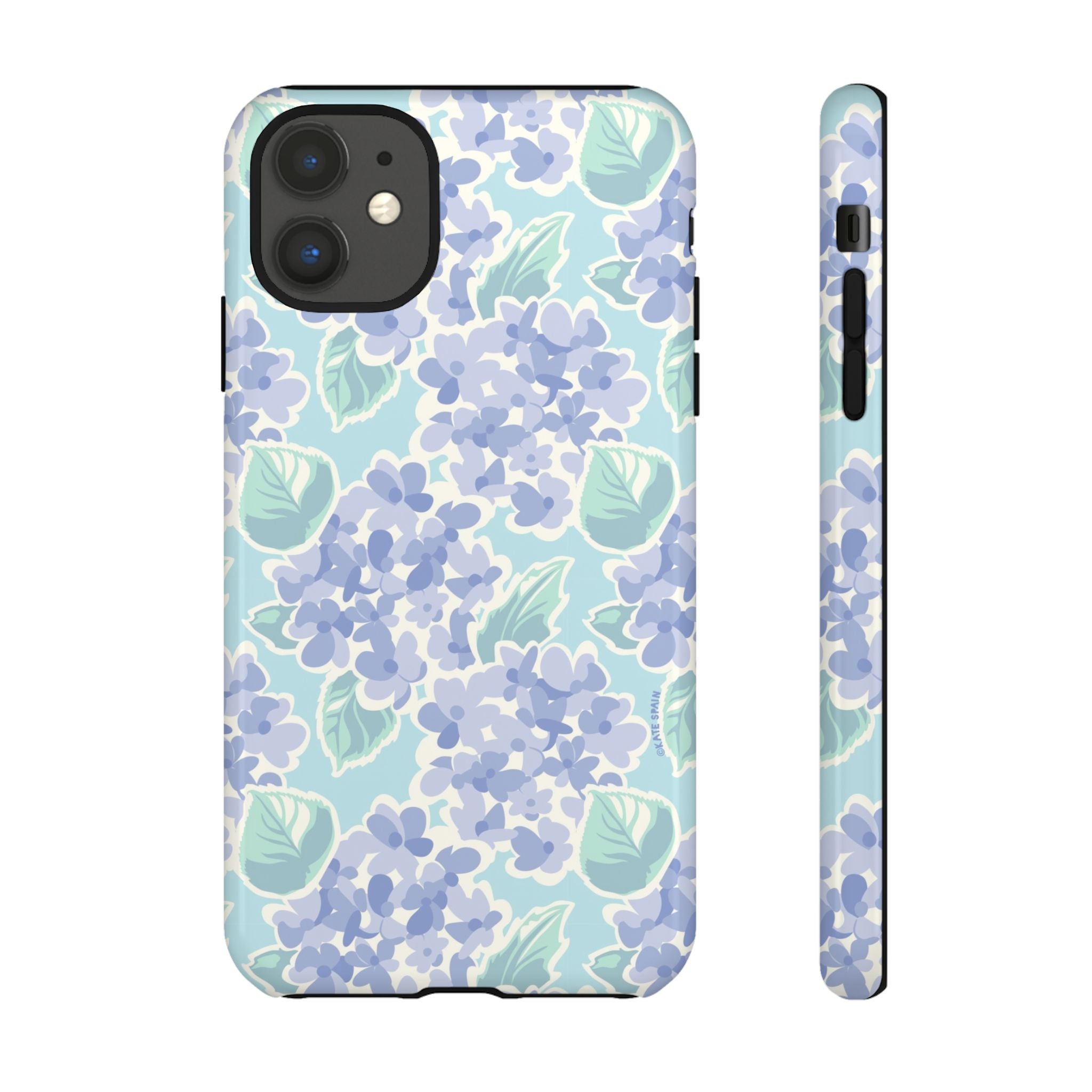Nantucket Hydrangea Tough iPhone 11 Case – Glossy | white, lavender, mint watercolor hydrangea print
