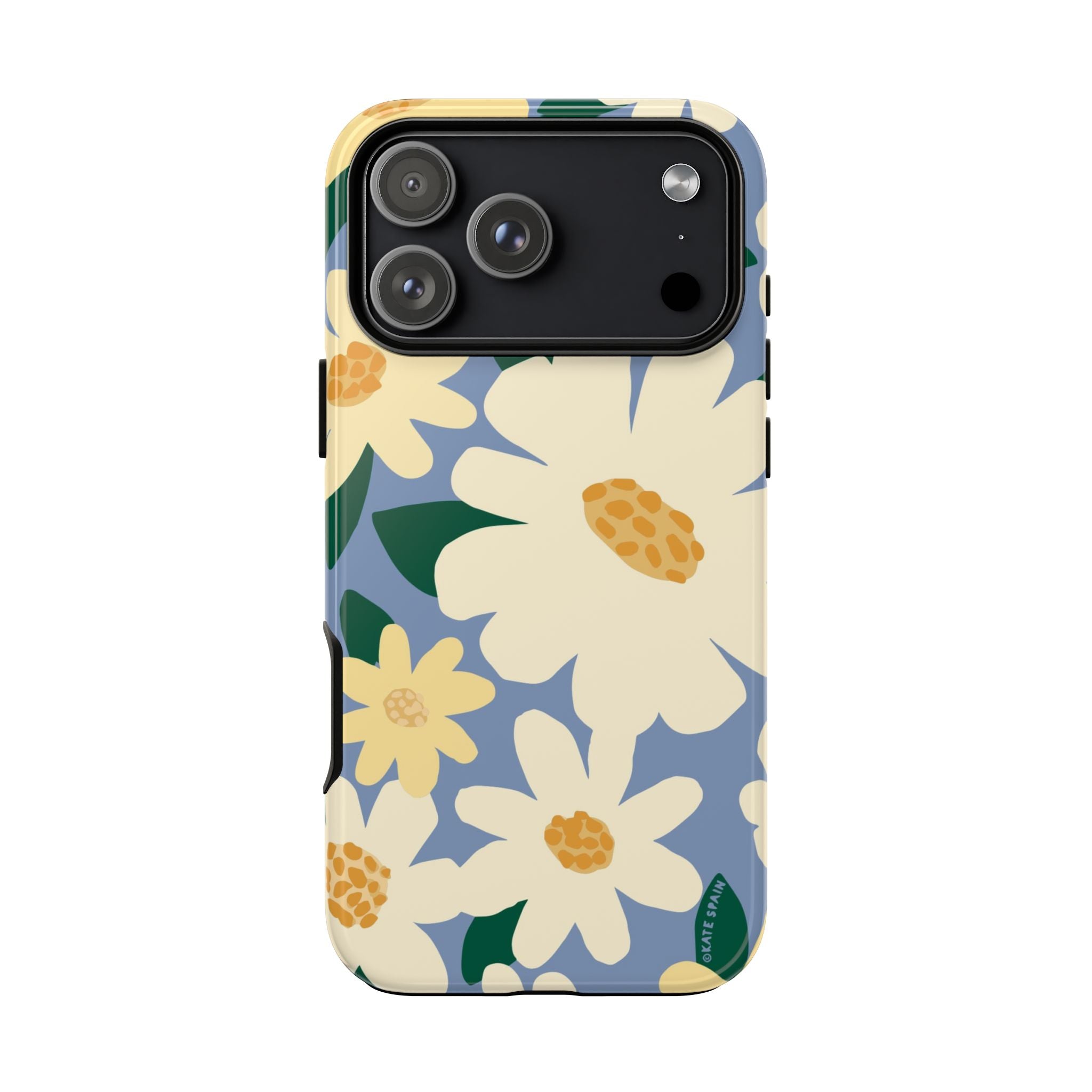 Chamomile Tough iPhone 17 Pro Max Case – Glossy | periwinkle, cream, yellow botanical daisy floral print