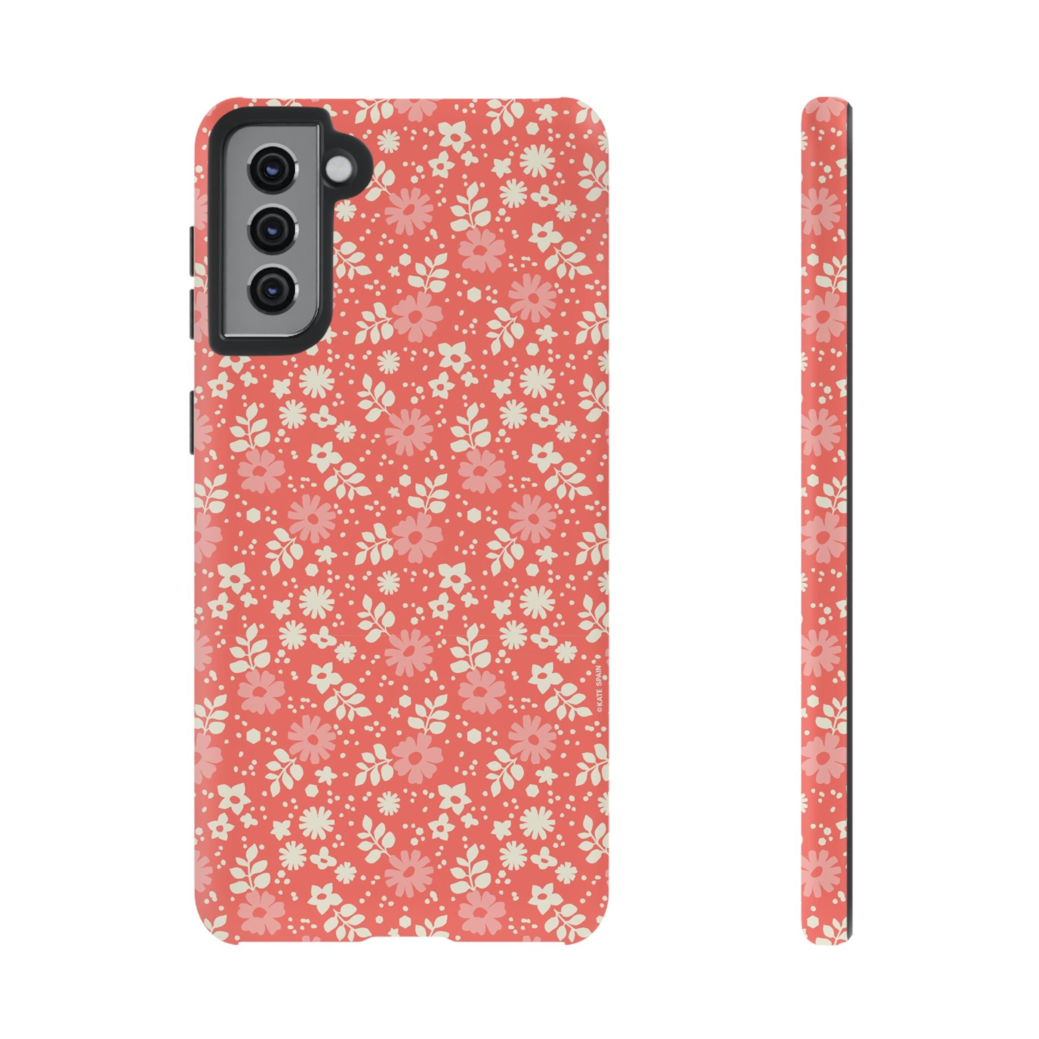 Petaline Samsung Galaxy S21 Plus Case – Matte | coral, cream, pink ditsy floral print