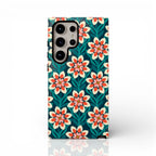 Luxury Modern Dahlia Samsung Galaxy S24 Ultra Case – Glossy | teal, coral, pink, cream modern dahlia print