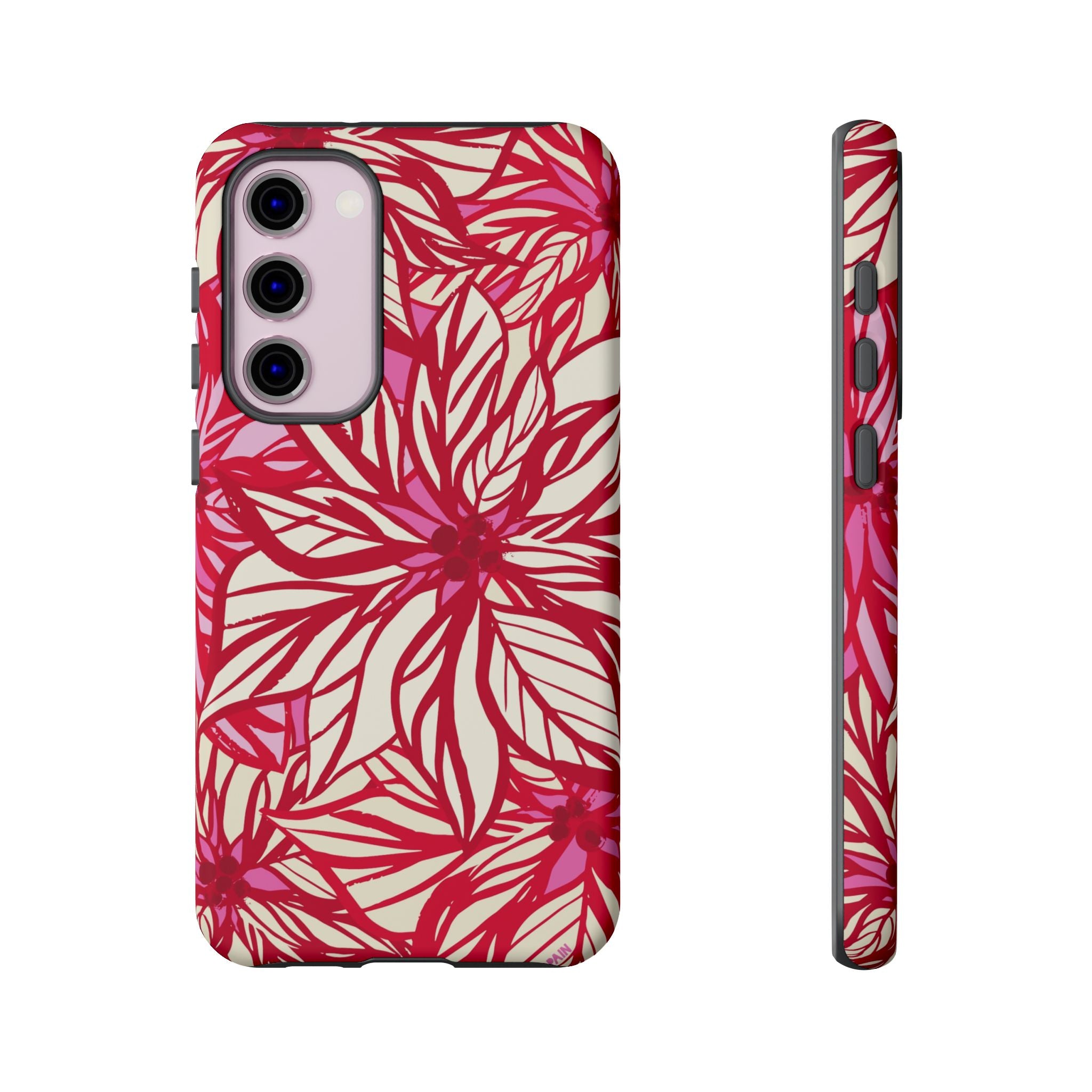 Poinsettia Samsung Galaxy S23 Plus Case additional product photo | cream, red, pink poinsettia botanical print