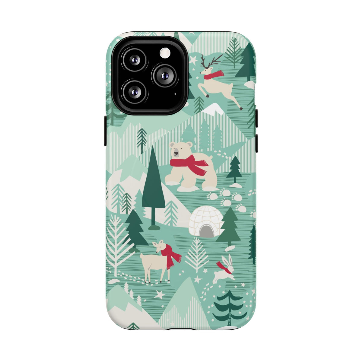 Arctica MagSafe iPhone 13 Pro Max Case – Matte | aqua, evergreen, white, animal frolic winter wonderland print