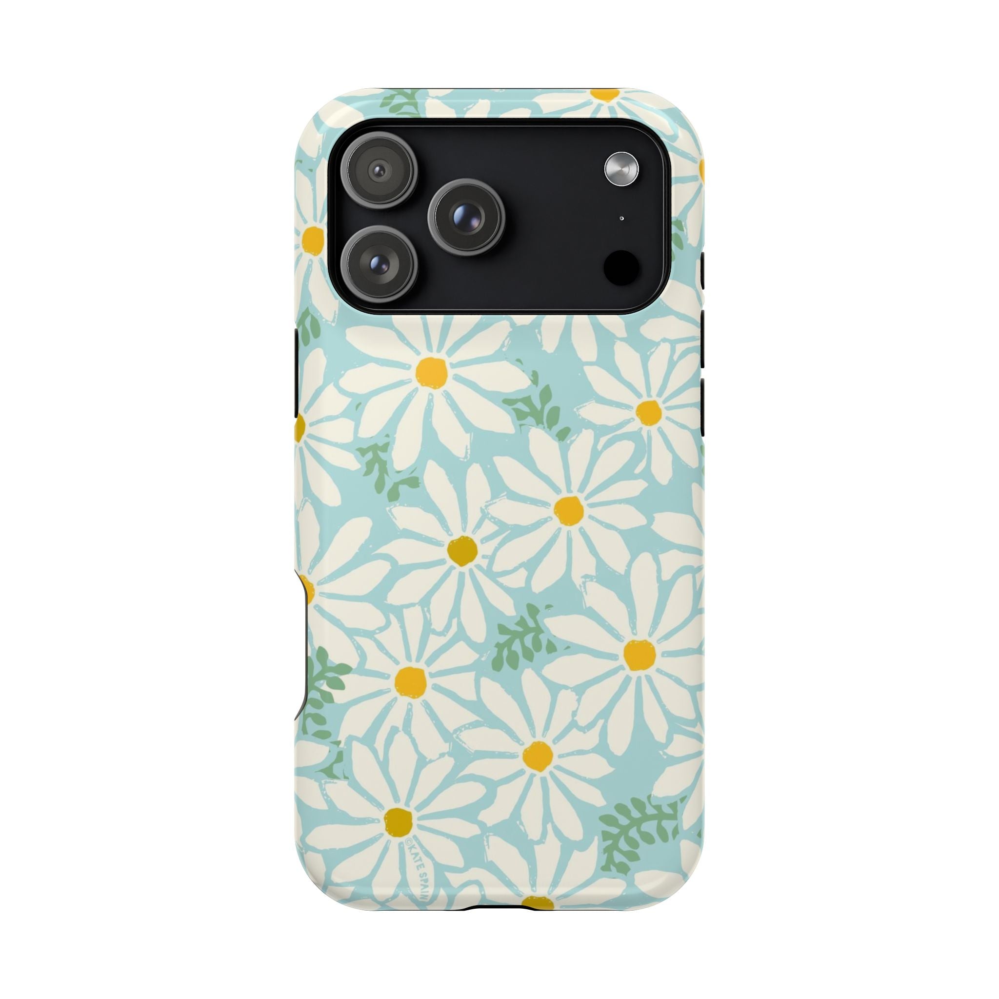 Daisies MagSafe iPhone 17 Pro Max Case – Matte | white, yellow, aqua watercolor daisy print