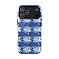 Catch of the Day MagSafe iPhone 18 Pro Max Case – Glossy | navy, blue, white geometric fish print