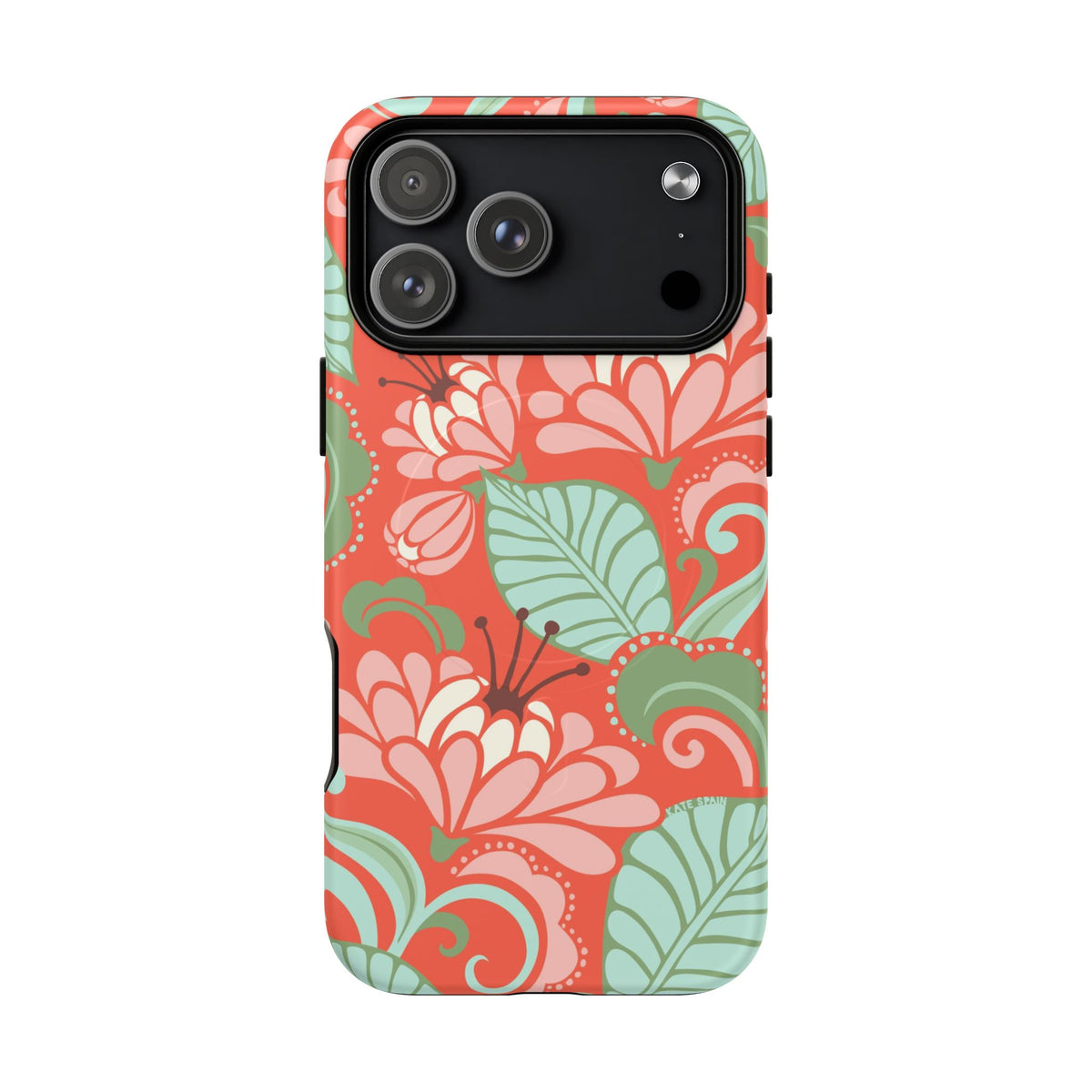 Sarabande MagSafe iPhone 18 Pro Max Case – Matte | coral, pink, cream, green botanical floral print