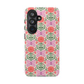 Luxury Pink Butterfly Samsung Galaxy S26 Case – Glossy | cream, coral, lavender butterfly floral print

