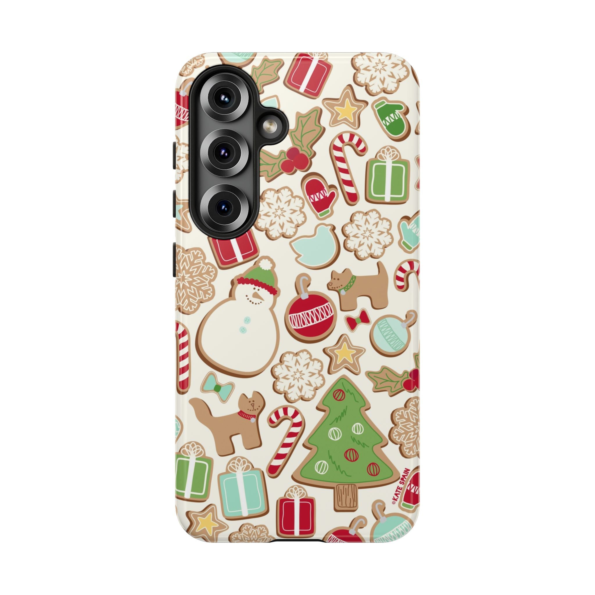 Gingerbread Cookies Samsung Galaxy S23 Ultra Case – Matte | cream, red, green gingerbread holiday cookie print