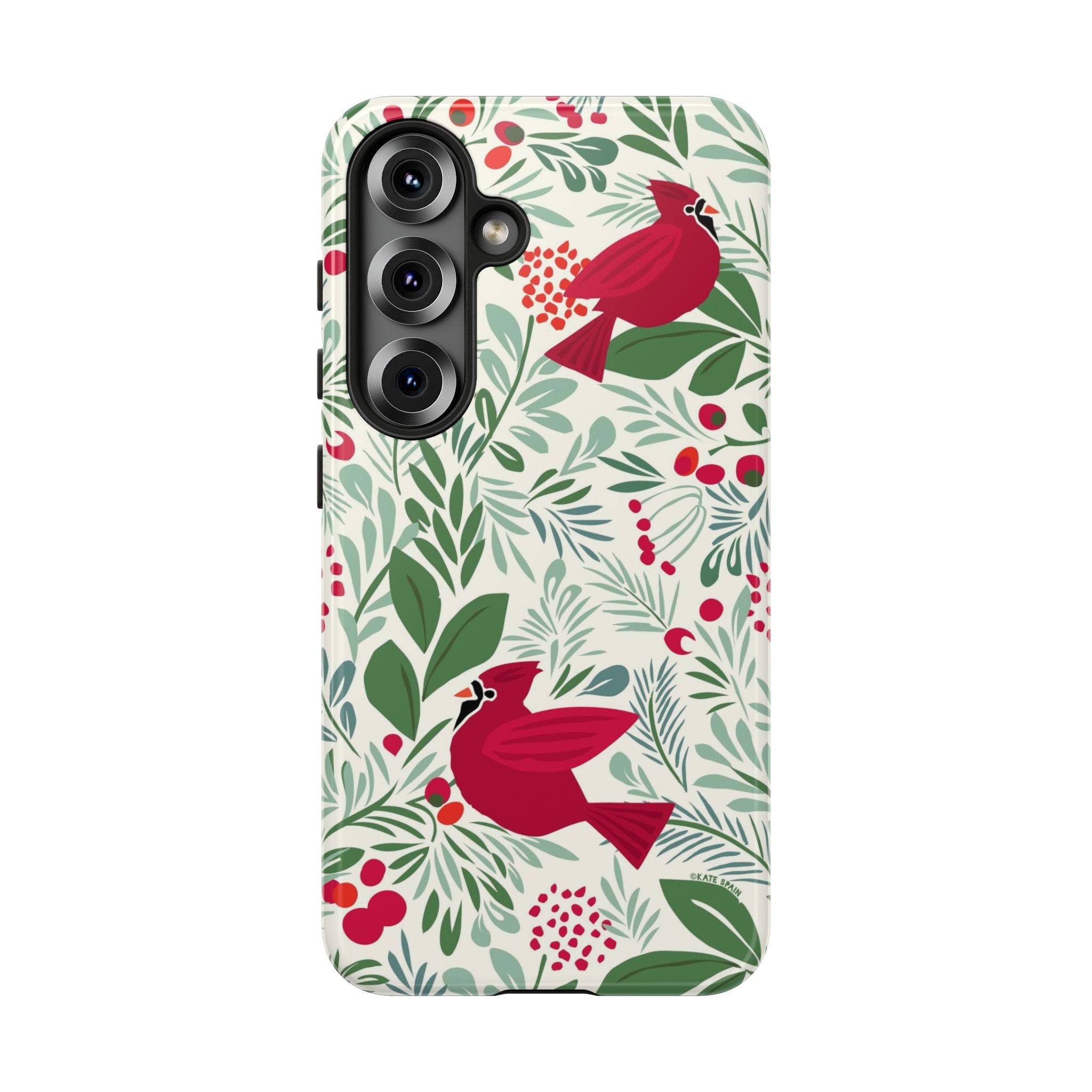 Birds and Berries Samsung Galaxy S23 Ultra Case – Matte | cream, red, green botanical cardinal berry print