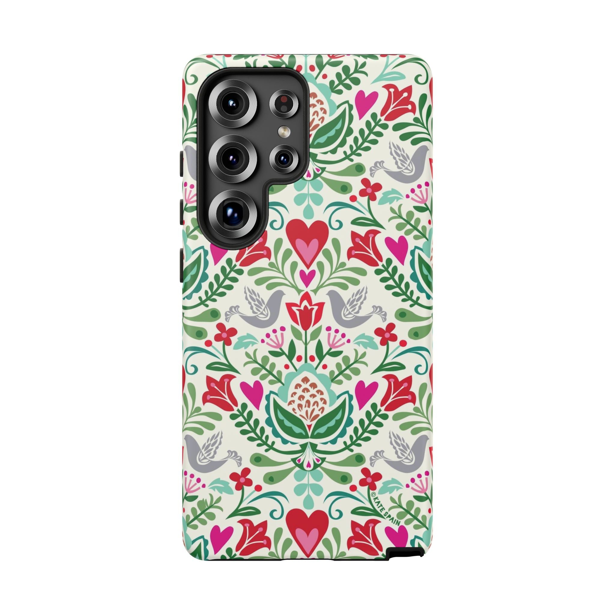 Rosemaling Samsung Galaxy S25 Ultra Case – Matte | white, red, green rosemaling floral print