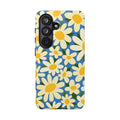 Luxury Shasta Samsung Galaxy S25 Ultra Case – Glossy | blue, yellow, white daisy floral print